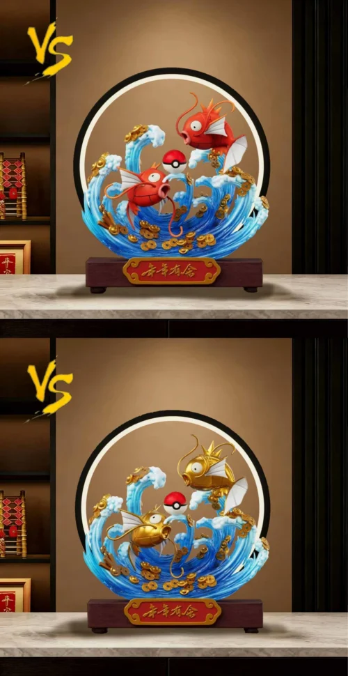 Fortune Two Magikarp Playing in Water with LED - Pokemon Resin Statue - VS Studios - Image 1