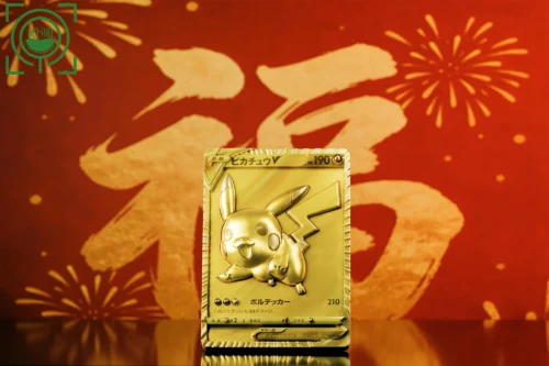 Golden Pikachu Coming Out From Pokemon Card - Pokemon Resin Statue - GEISHA Studio - Image 1
