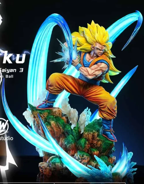 1/6 & 1/4 Scale Super Saiyan 3 Kamekameha Son Goku with LED - Dragon Ball Resin Statue - JW Studio - Image 2