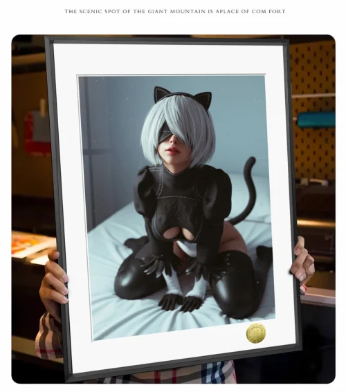 A3 & 4K Size Cat Maid Ver. YoRHa No. 2 Type B Decorative Painting - NieR:Automata Decoration Painting - HuangGua Studio - Image 2