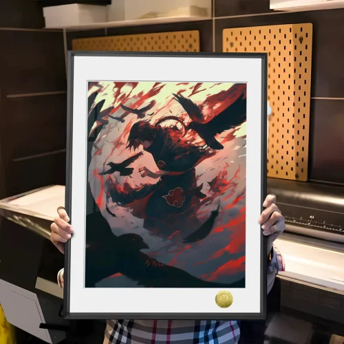 A3 & 4K Size Itachi Uchiha & Crow Decorative Painting - Naruto Decoration Painting - HuangGua Studio