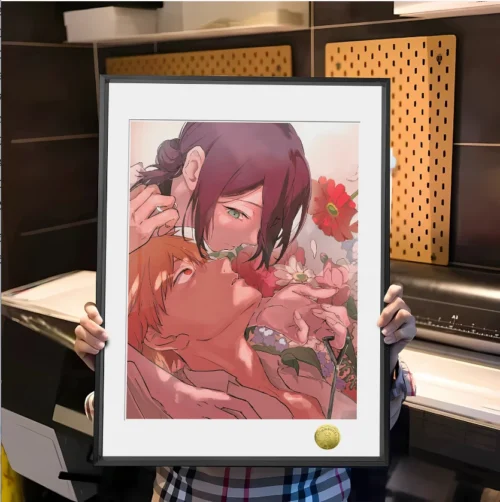 A3 & 4K Size Couple Reze & Denji 002 Decorative Painting - Chainsaw Man Decoration Painting - HuangGua Studio - Image 1