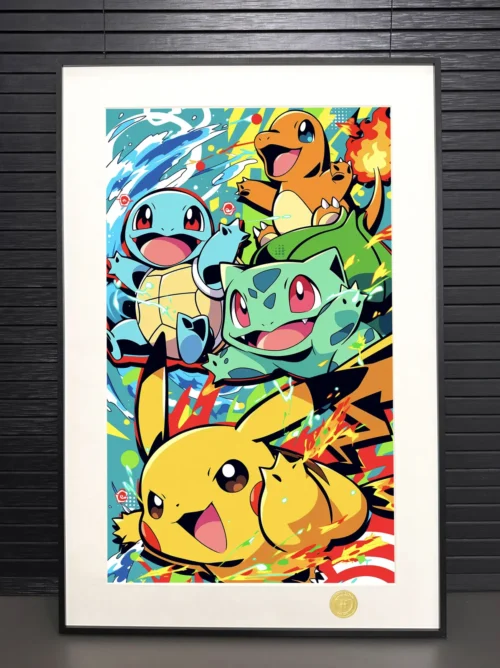 Pikachu & Kanto Starter Pokemon Decorative Painting - Pokemon - H-TWO Studio - Image 2