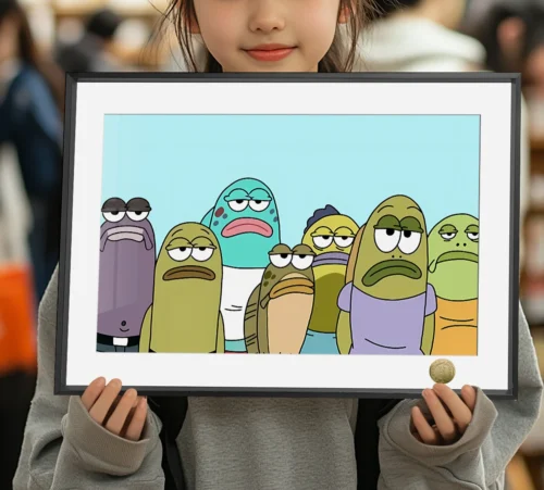 A3 & 4K Size Bikini Bottom Residents Decorative Painting - SpongeBob SquarePants Decoration Painting - HuangGua Studio - Image 1