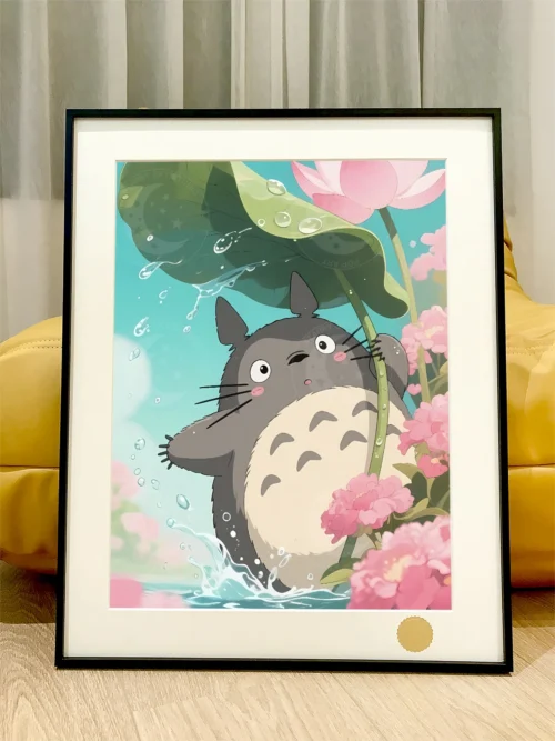 Totoro with Lotus Leaf Decorative Painting - My Neighbor Totoro - Xingkong Studio - Image 1