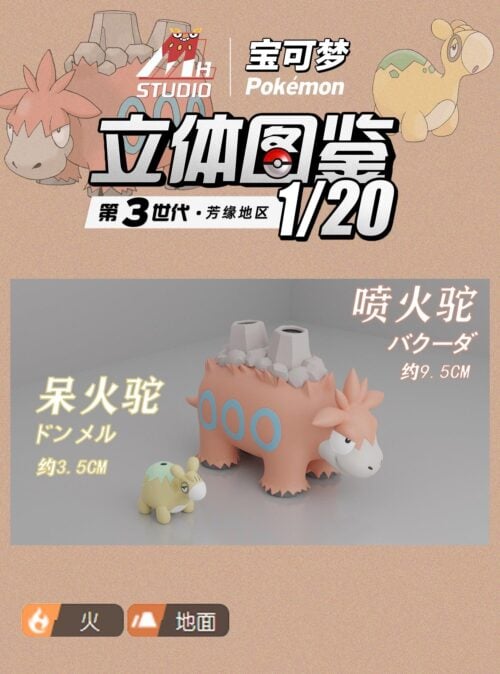 1/20 Scale World Zukan Numel & Camerupt - Pokemon Resin Statue - MH Studios [Pre-Order] - 1/20 Scale, Pokemon