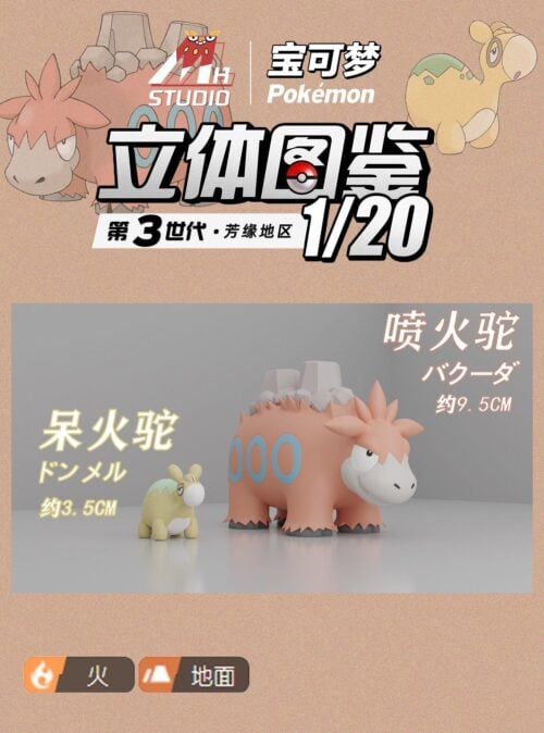 1/20 Scale World Zukan Numel & Camerupt - Pokemon Resin Statue - MH Studios [Pre-Order] - 1/20 Scale, Pokemon