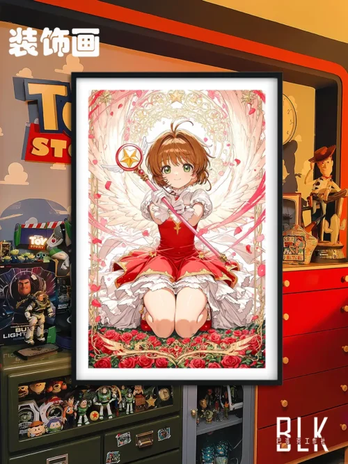 Sakura Kinomoto in Garden Decorative Painting & Fridge Magnet - Cardcaptor Sakura (CCS) - BLK Studio - Image 1