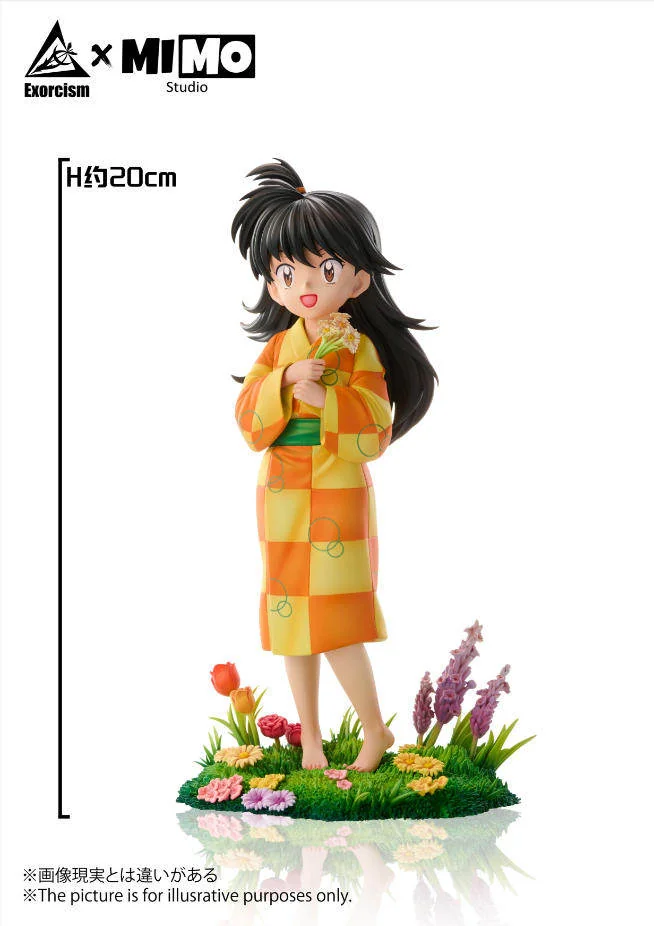 "Inuyasha Rin & Jaken 1/6 scale limited edition collectible statue. Detailed views highlight the premium sculpt, vibrant paint."