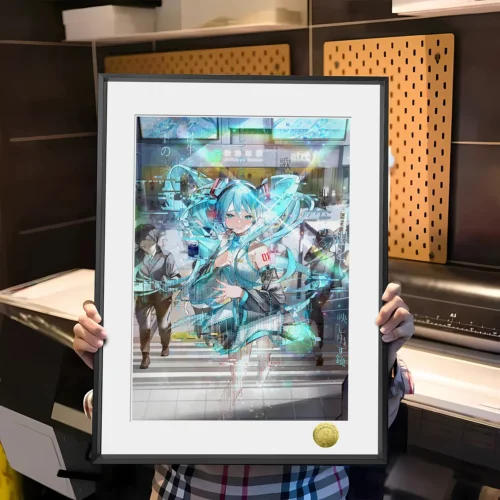 A3 & 4K Size Fading Away Hatsune Miku Decorative Painting - VOCALOID Decoration Painting - HuangGua Studio - Image 1