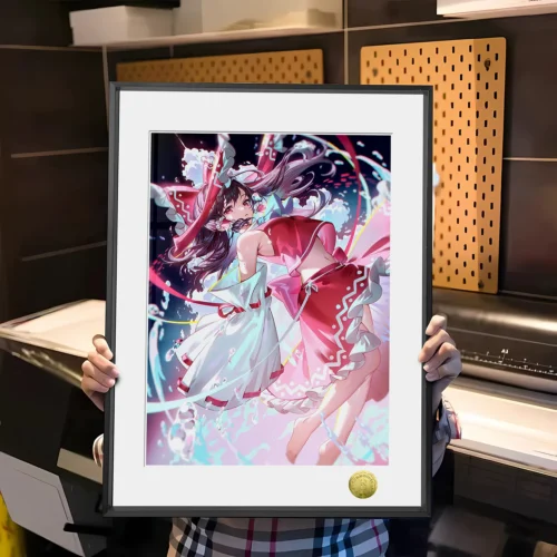 A3 & 4K Size Maiden Reimu Hakurei Decorative Painting - Touhou Project Decoration Painting - HuangGua Studio - Image 1