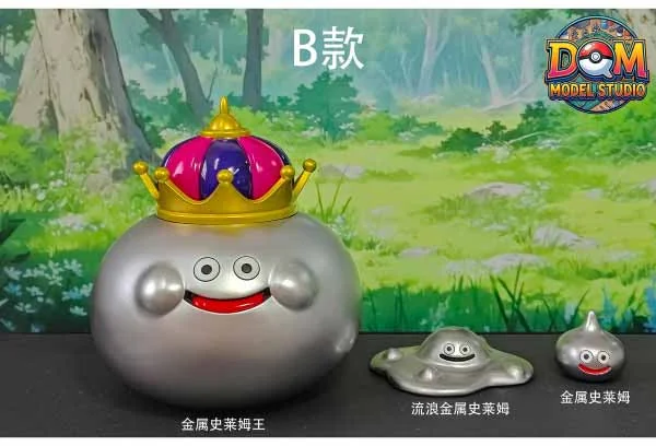 "Vibrant Dragon Quest Slime Family resin statue by DQM Studio, showcasing iconic Slime figures from various angles."