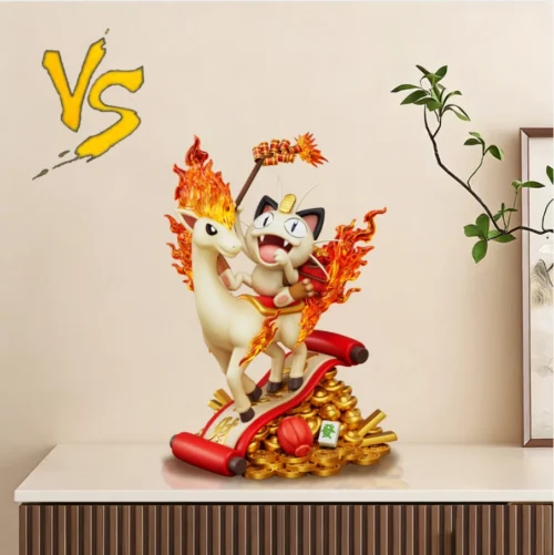 Lucky Meowth on Ponyta - Pokemon Resin Statue - VS Studios - Image 2