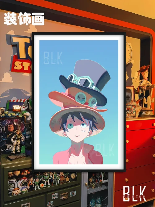 Wearing Hats Monkey D. Luffy Decorative Painting & Fridge Magnet - ONE PIECE - BLK Studio - Image 1