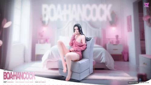 1/4 Scale Emperor Boa Hancock - ONE PIECE Resin Statue - Pink Butterfly Studio - Image 2