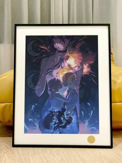 Denji & Reze under Fireworks Decorative Painting - Chainsaw Man - Xingkong Studio - Image 1