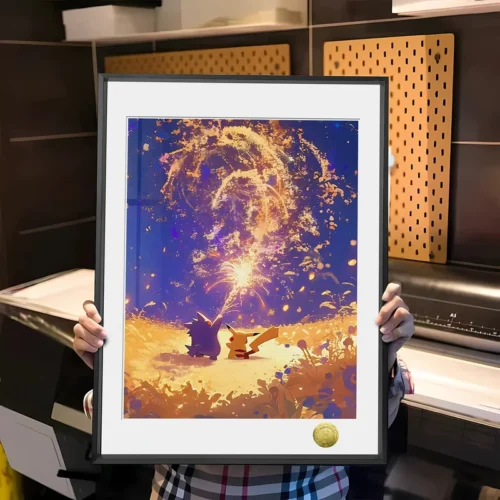 A3 & 4K Size Summer Fireworks Pikachu Gengar Decorative Painting - Pokemon - HuangGua Studio - Image 1
