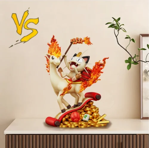 Lucky Meowth on Ponyta - Pokemon Resin Statue - VS Studios - Image 1