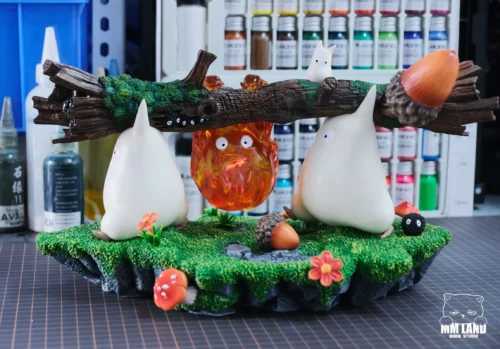 Totoro Cosplay Calcifer with LED - My Neighbor Totoro Howl's Moving Castle Resin Statue - MMLAND Studio - Image 1