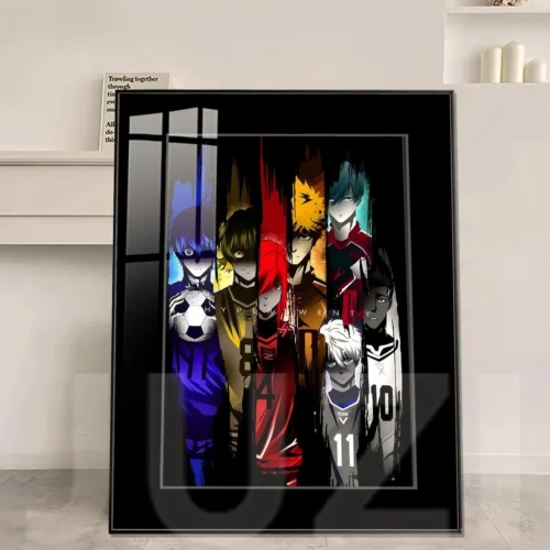"Vivid Blue Lock group portrait art print, showcasing dynamic anime soccer stars. This premium framed decorative painting is fade-proof."