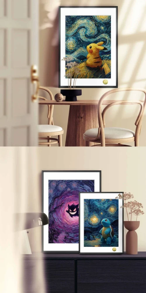 A3 & 4K Size Starry Sky Series Decorative Painting - Pokemon Decorative Painting - HuangGua Studio - Image 1