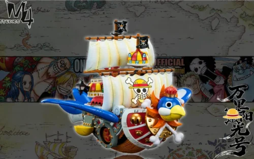 "Limited Edition M4 Studio One Piece Thousand Sunny ship statue, an authentic and exquisitely detailed replica of the Straw Hat Pirates' iconic vessel."