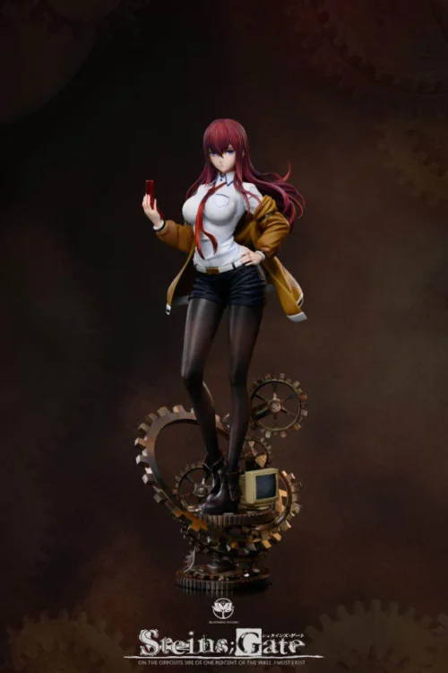 "1/8 Makise Kurisu Steins;Gate Limited Edition Dual-Head Resin Statue. Dynamic pose, detailed base, and interchangeable expressions shown."