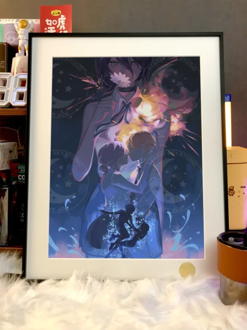 Denji & Reze under Fireworks Decorative Painting - Chainsaw Man - Xingkong Studio - Image 2