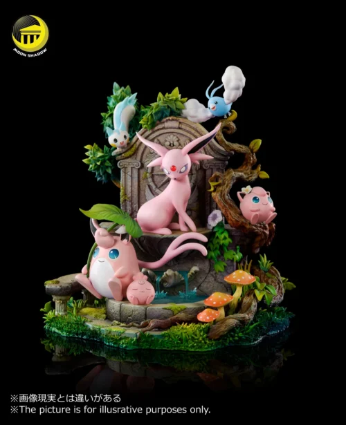 Natural Series Espeon & Jigglypuff Family - Pokemon Resin Statue - Moon Shadow Studios - Image 2