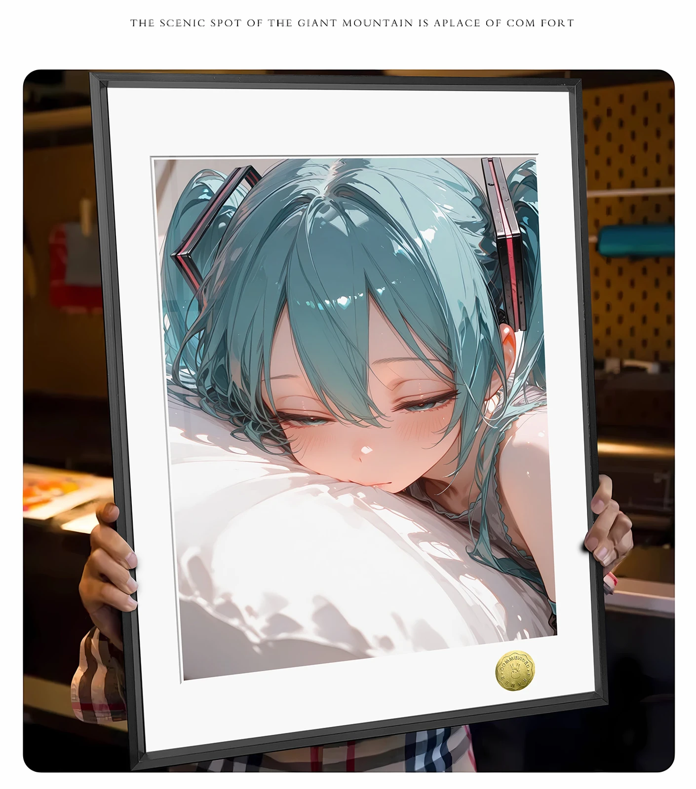 A3 & 4K Size Sweet Sleeping Face Hatsune Miku Decorative Painting - VOCALOID Decoration Painting - HuangGua Studio - Image 2