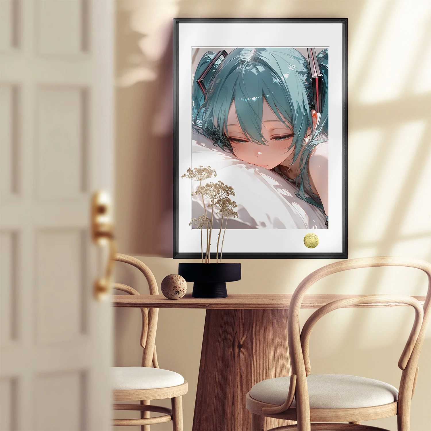 A3 & 4K Size Sweet Sleeping Face Hatsune Miku Decorative Painting - VOCALOID Decoration Painting - HuangGua Studio - Image 3