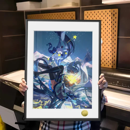 A3 & 4K Size Falling Stars Hatsune Miku Decorative Painting - VOCALOID Decoration Painting - HuangGua Studio - Image 1