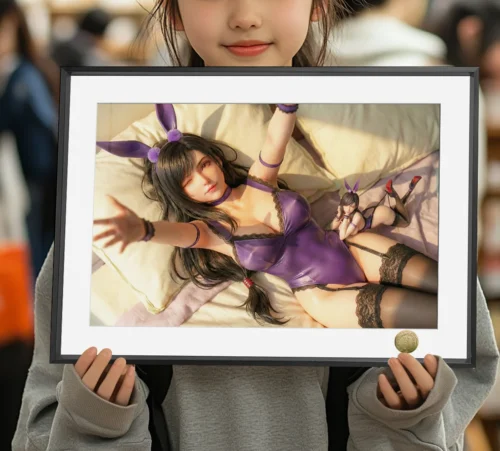 A3 & 4K Size Asking Hug Tifa Lockheart Decorative Painting - (FF7) Final Fantasy VII Decoration Painting - HuangGua Studio - Image 1