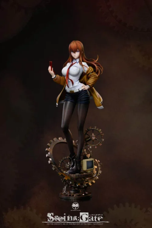 "Premium 1/8 Makise Kurisu Steins;Gate resin statue by BLOOMING STUDIO. Main image shows her iconic, intelligent pose and limited edition dual-head."