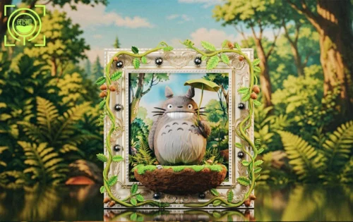 "Art Gallery Series No.2 Totoro statue: Stylized My Neighbor Totoro framed. Limited 50-piece, versatile art display."