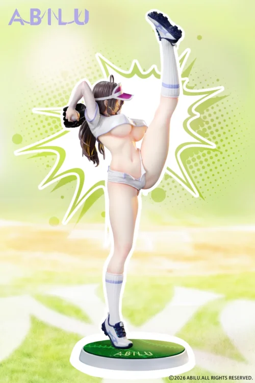 "Dynamic 1/4 Kyoka baseball uniform statue by ABILU Design Studio, showcasing intricate details, vibrant colors, and energetic pose."