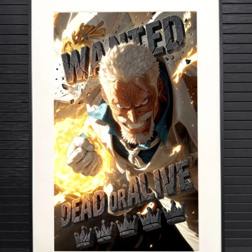 "Gallery shot of the limited edition One Piece Garp decorative painting, revealing the artistic texture and framed details of this H-TWO Studio art."