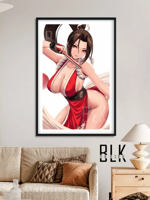 "Elegant Baroque Mai Shiranui decorative painting from King of Fighters, revealing its intricate artistic details and ornate grandeur through various