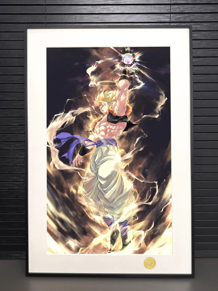 "Limited edition Hell Gogeta decorative painting. Premium Dragon Ball Z wall art by H-TWO Studio, showcasing dynamic Super Saiyan aura and intricate d