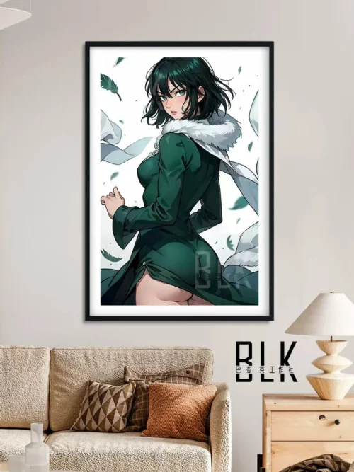 "Close-up of the Fubuki Hellish Blizzard decorative painting, revealing intricate details of her elegant pose and the vibrant Baroque aesthetic."