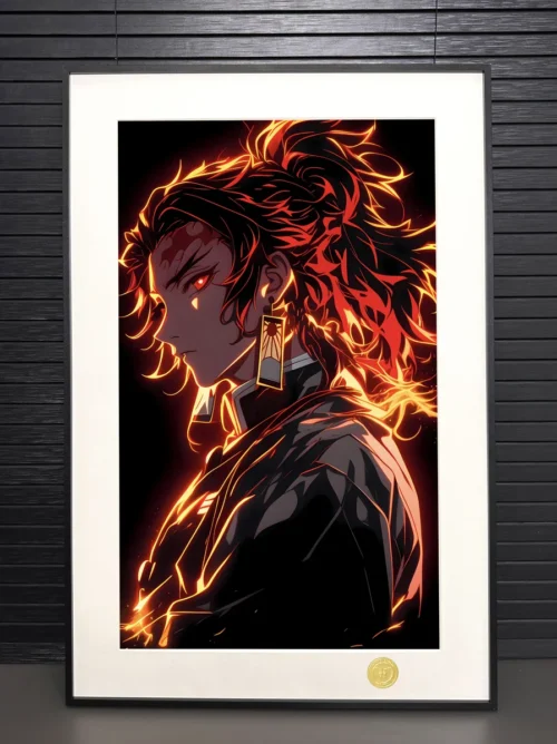 Gallery views of the premium Yoriichi Tsugikuni decorative painting. This limited edition H-TWO Studio framed fine art print from Demon Slayer.