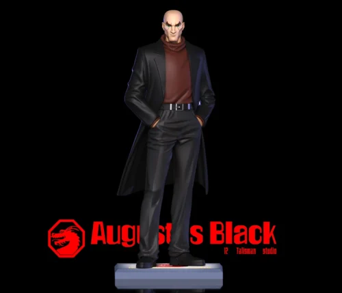 "Dynamic Captain Black Jackie Chan Adventures statue by Sheng Zhu Studio, highlighting his iconic attire and exclusive interchangeable head sculpt."