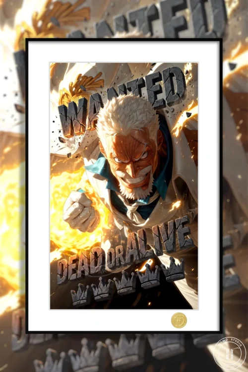 "Limited Edition One Piece Garp decorative painting, a dynamic framed art print showcasing Garp and other One Piece legends with artistic flair."