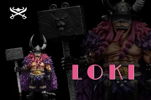 A Plus Studios's Prince Loki One Piece statue gallery, showcasing the powerful giant prince in various dynamic battle poses and intricate, anime-accurate.