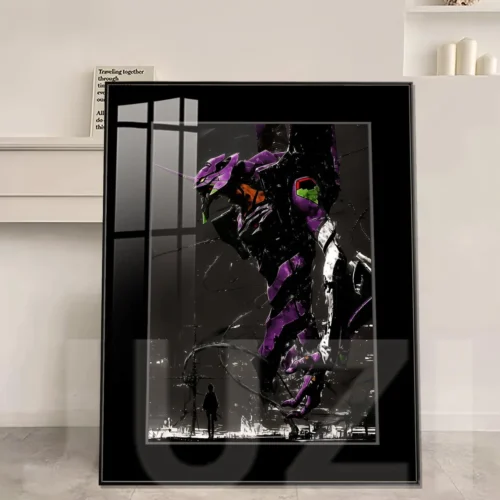 "Premium UV HD print of a dynamic, deified EVA Unit-01 decorative painting, showcasing vibrant, never-fade colors from Neon Genesis Evangelion."
