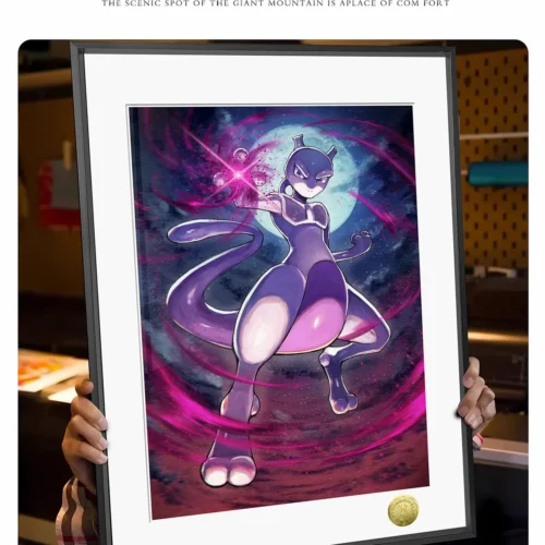Premium, limited edition Mewtwo Art Print by HuangGua Studio. Gallery views showcase the framed Pokemon painting's dynamic psychic power and intricat.