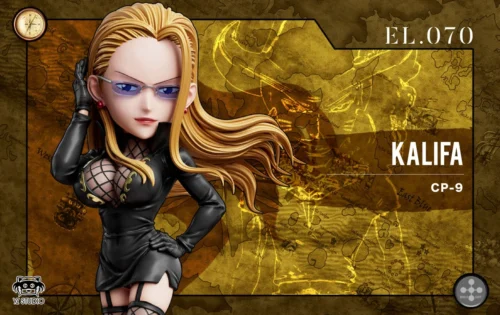 "Multiple angles of the iconic YZ Studio CP9 Kalifa One Piece Enies Lobby statue, revealing her dynamic combat pose and exquisite sculpted details."