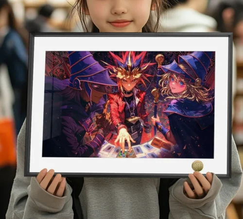 A3 & 4K Size Yugi Muto & Dark Magician & Dark Magician Girl Decorative Painting - Duel Monsters/ Yu-Gi-Oh! - HuangGua Studio - Image 1