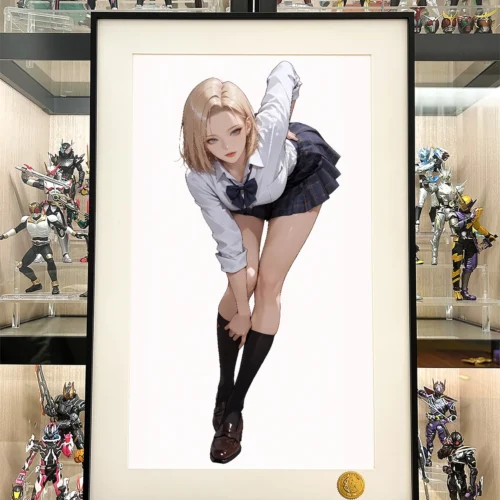 "Hand-numbered, limited edition Android 18 Lazuli Giclée by Xingkong Studio. Vibrant DBZ art showcases her dynamic pose and cosmic background, premium