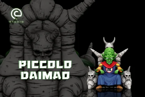 "C-STUDIO Piccolo Figure. Iconic Piccolo enthroned, radiating menacing power and intricate dark aesthetics. Premium sculpted details from various angle."